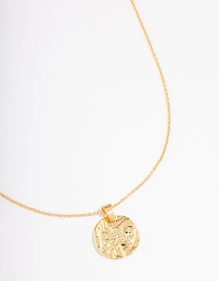 Gold Plated Pisces Coin Pendant Necklace