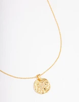 Gold Plated Pisces Coin Pendant Necklace