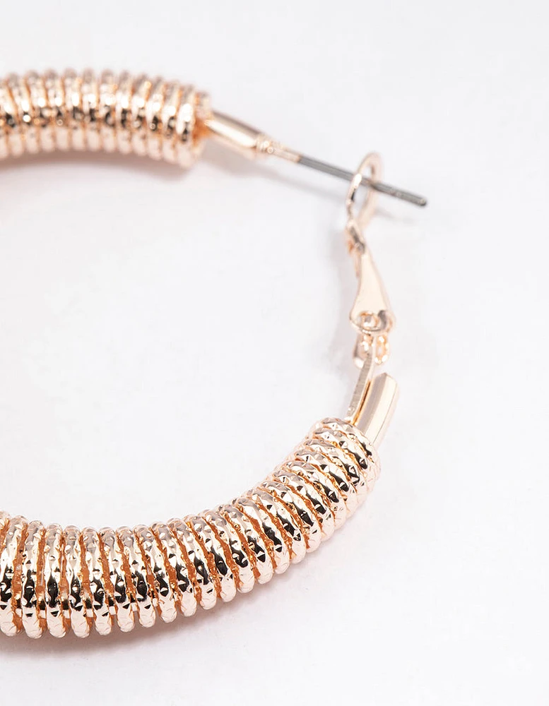 Rose Gold Textured Threader Hoop Earrings