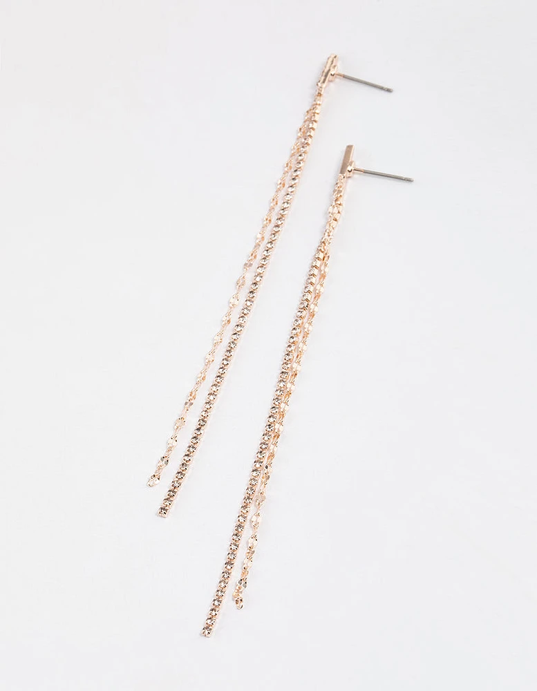 Rose Gold Chain & Cupchain Drop Earrings