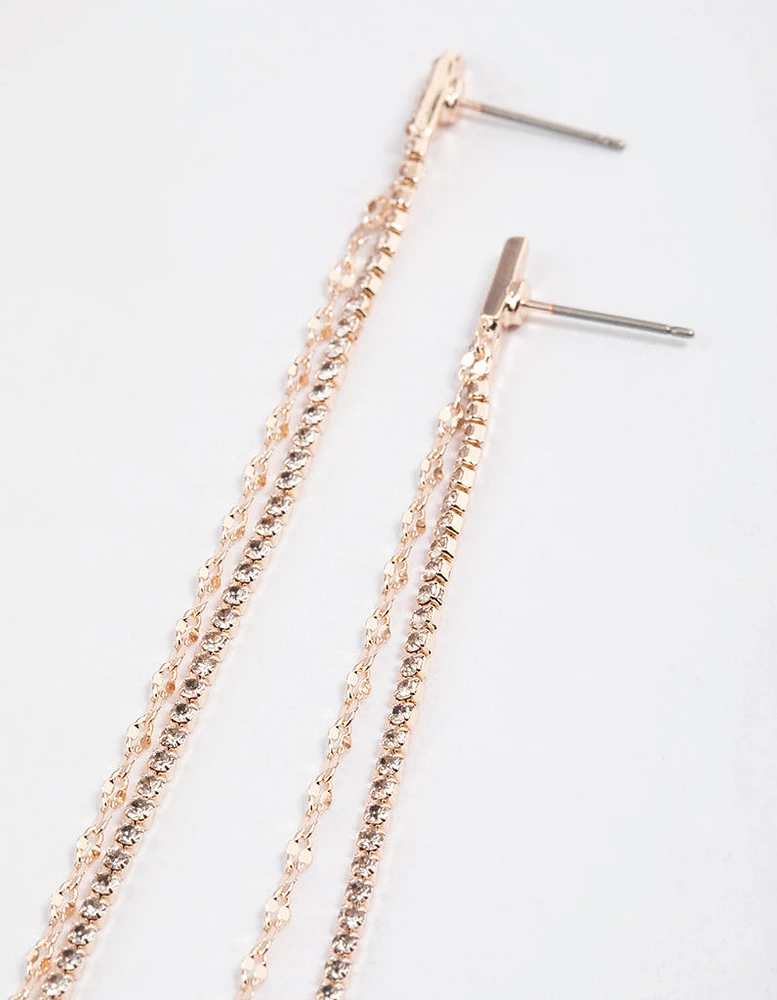 Rose Gold Chain & Cupchain Drop Earrings