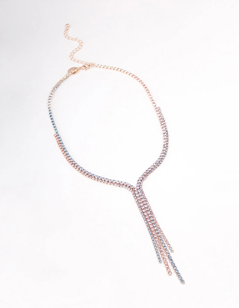 Rose Gold Layered Y-Shaped Necklace