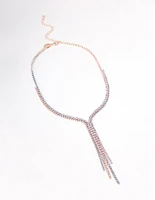 Rose Gold Layered Y-Shaped Necklace