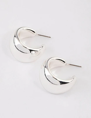 Silver Wide Chubby Hoop Earrings