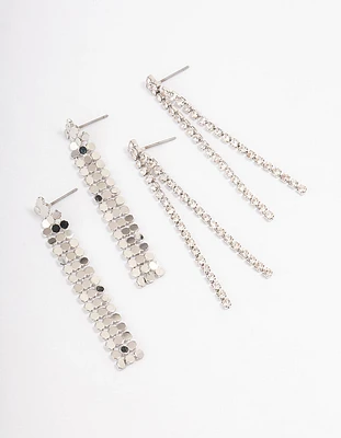 Silver Cupchain Chainmail Drop Earrings Pack