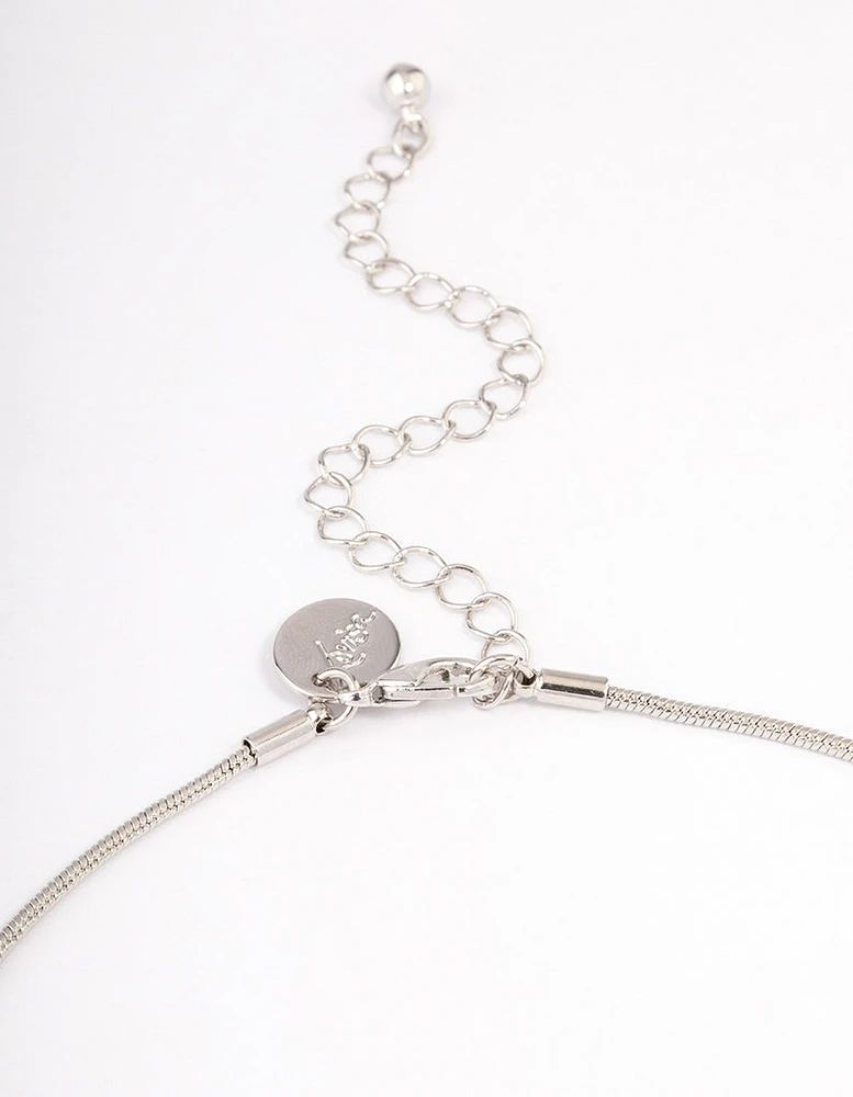 Rhodium Large Plain Heart Pendant Necklace