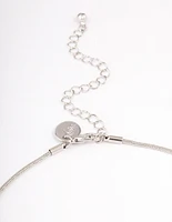 Rhodium Large Plain Heart Pendant Necklace