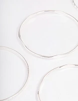 Silver Mixed Hammered Bangle 5-Pack