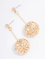 Gold Filigree Ball Stack Drop Earrings