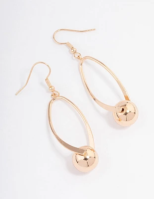 Gold Twisted Ball Drop Earrings