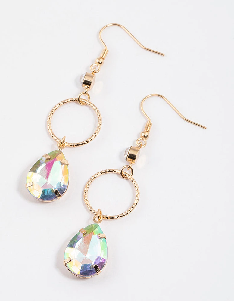 Gold Circle Drop Earrings