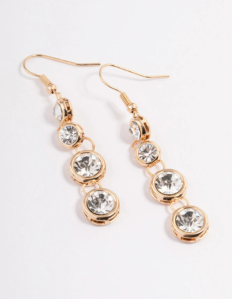 Gold Stone Graduating Drop Earrings