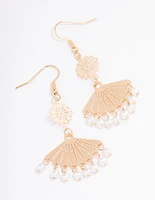 Pearl Filigree Fan Drop Earrings