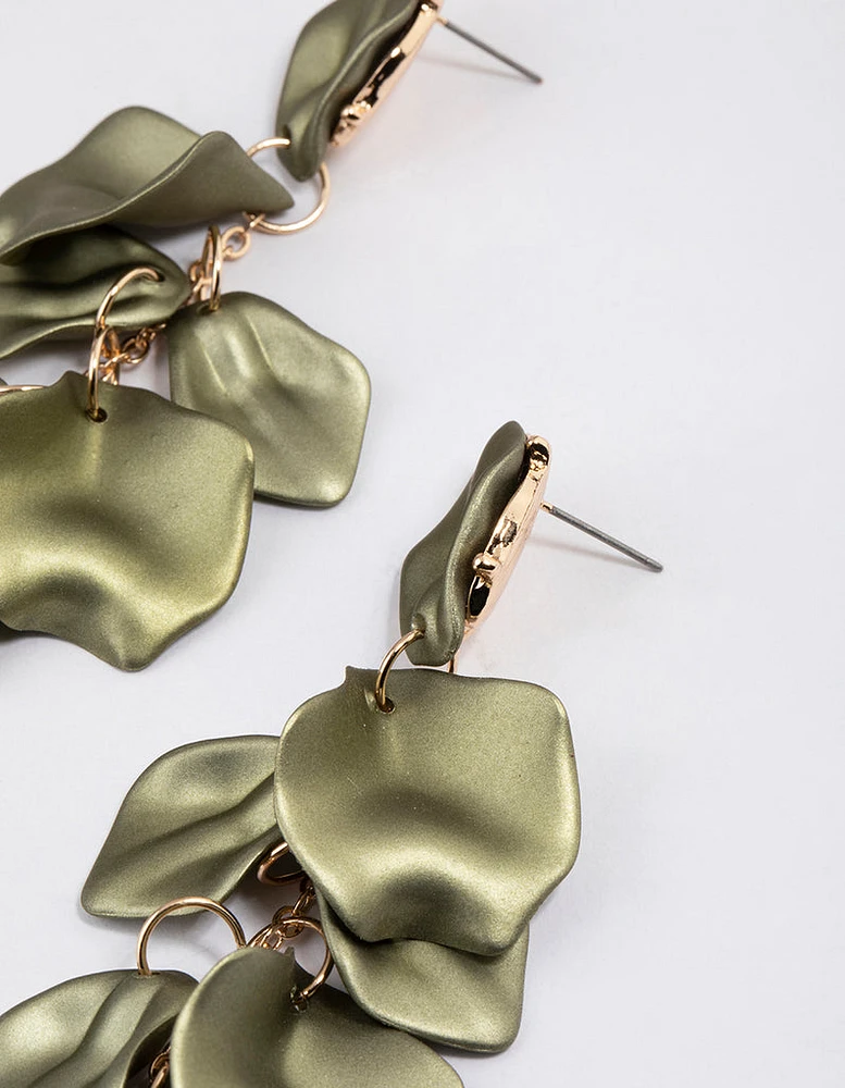 Gold Coated Petal Drop Earrings