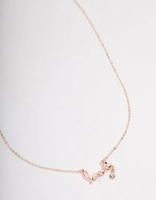 Rose Gold Pearl & Diamante Love Necklace