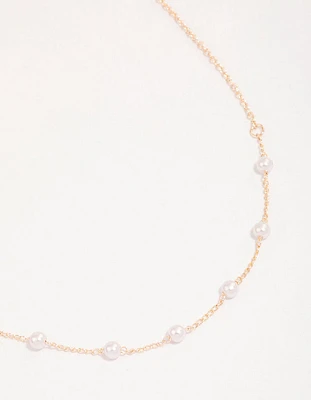 Rose Gold Dainty Pearl Necklace