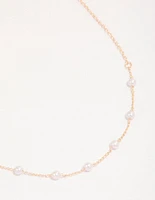 Rose Gold Dainty Pearl Necklace