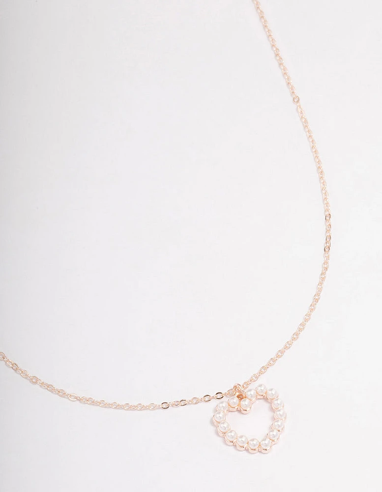 Rose Gold Pearl Heart Necklace