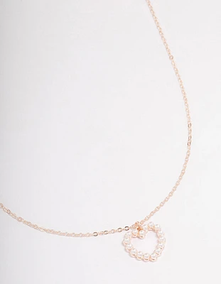 Rose Gold Pearl Heart Necklace