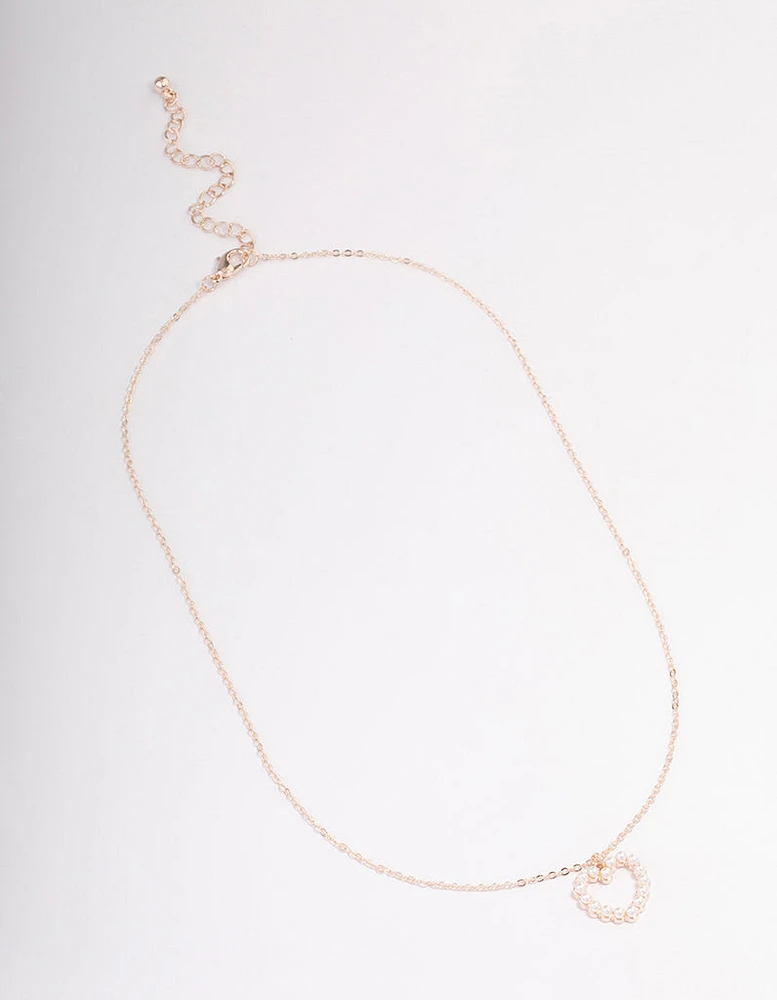 Rose Gold Pearl Heart Necklace