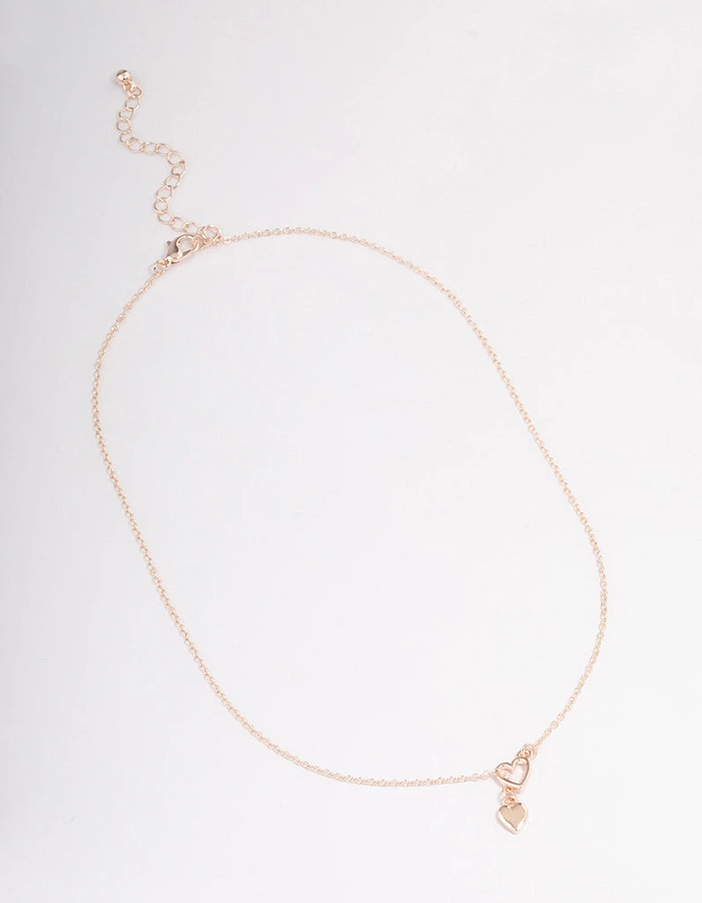 Rose Gold Heart Threader Necklace