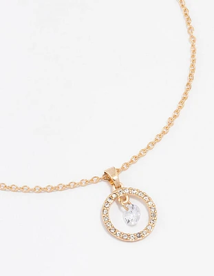 Gold Circle Diamante Necklace