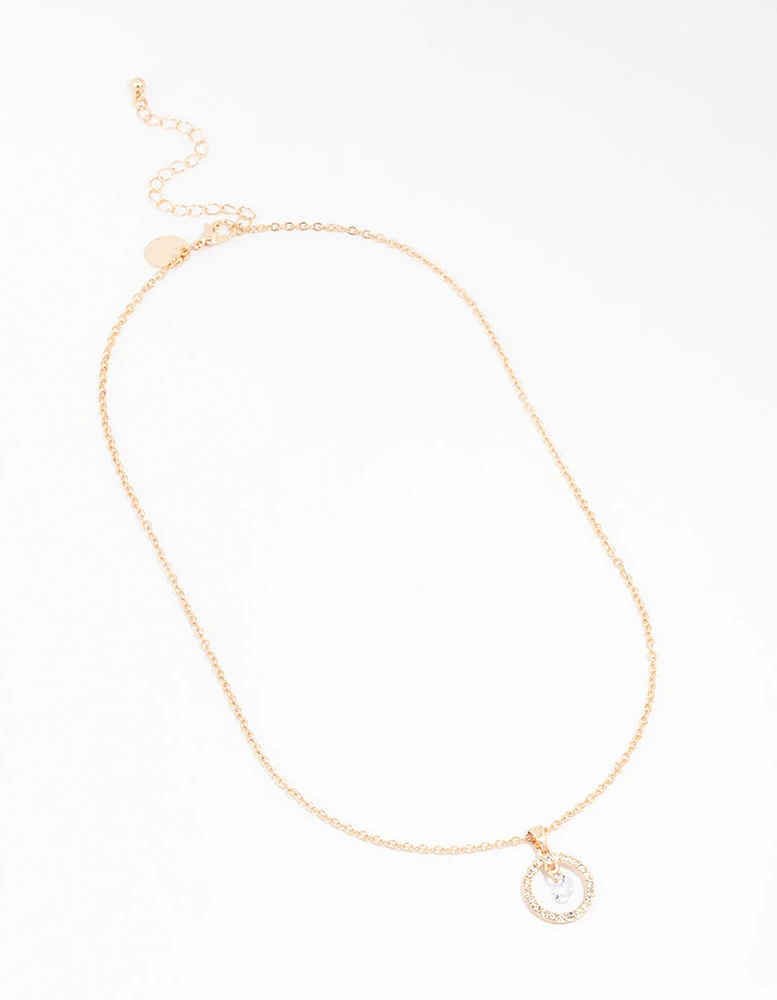 Gold Circle Diamante Necklace