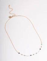 Gold Multi-Coloured Beaded Necklace