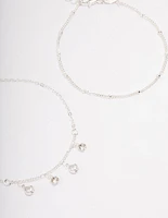 Silver Dainty Diamante & Pearl Bracelet Pack