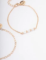 Gold Dainty Pearl & Chain Bracelet Pack