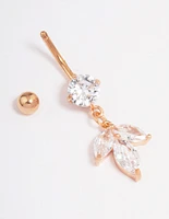 Surgical Steel Cubic Zirconia Petal Drop Belly Ring