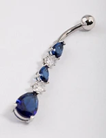 Surgical Steel Cubic Zirconia Tier Trio Belly Ring