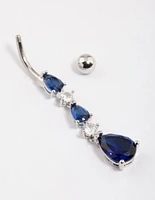 Surgical Steel Cubic Zirconia Tier Trio Belly Ring