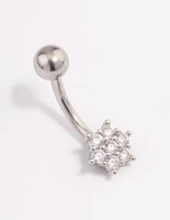 Surgical Steel Cubic Zirconia Flower Claw Belly Ring