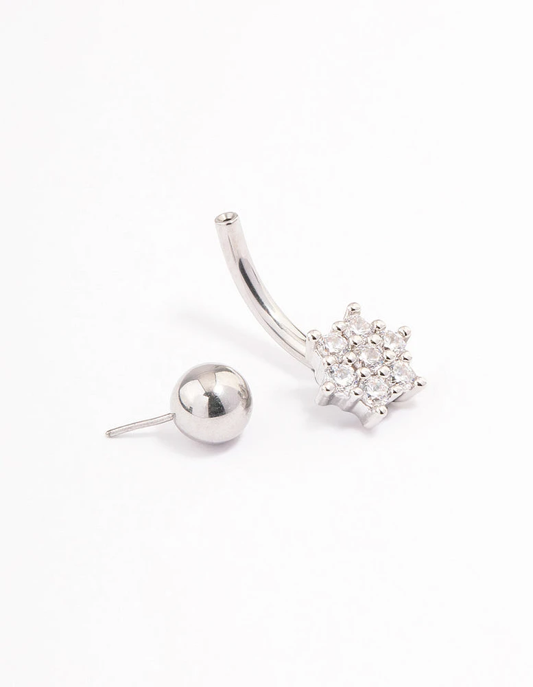 Surgical Steel Cubic Zirconia Flower Claw Belly Ring