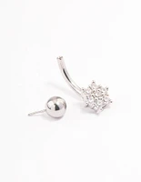 Surgical Steel Cubic Zirconia Flower Claw Belly Ring