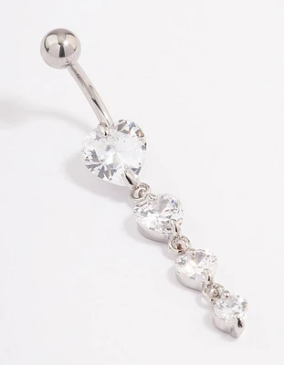 Surgical Steel Cubic Zirconia Heart Belly Ring