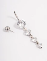 Surgical Steel Cubic Zirconia Heart Belly Ring