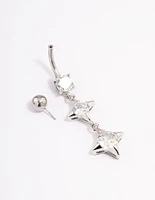 Surgical Steel Cubic Zirconia Star Drop Belly Ring