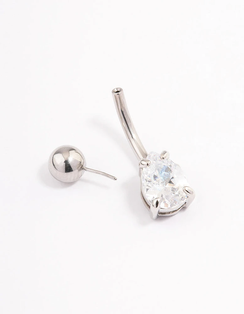 Surgical Steel Cubic Zirconia Pear Claw Belly Ring