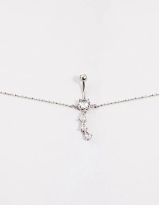 Surgical Steel Pear Drop Belly Ring Chain