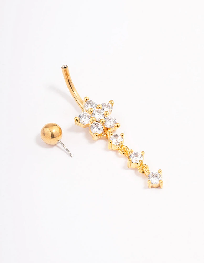 Gold Plated Surgical Steel Cubic Zirconia Triple Belly Ring