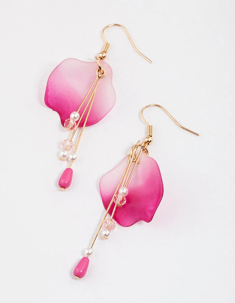 Pink Ombre Petal Stick Drop Earrings