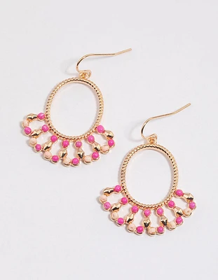 Boho Beaded Circle Drop Earrings