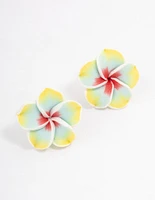 Plastic Frangipani Stud Earrings