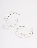 Silver Link Chain Hoop Earrings