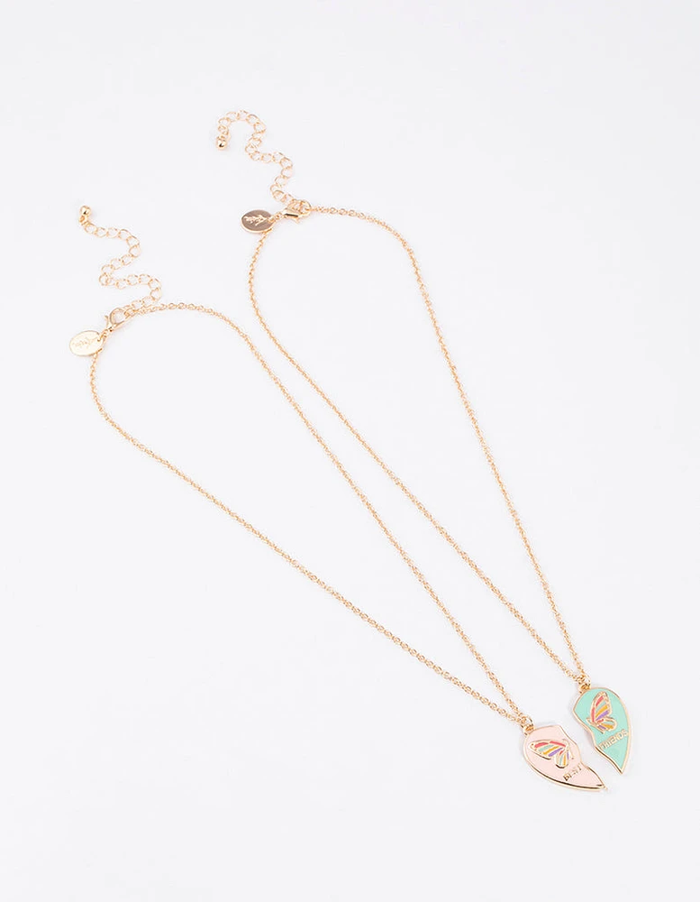 Kids Butterfly Heart BFF Necklace