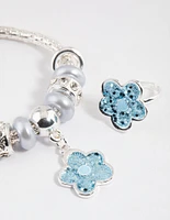 Kids Stretch Glitter Flower Bracelet & Ring Set