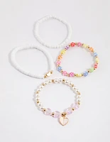 Kids Beaded Pretty Heart Bangle 4-Pack