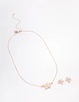 Rose Gold Cateye Butterfly Jewellery Set